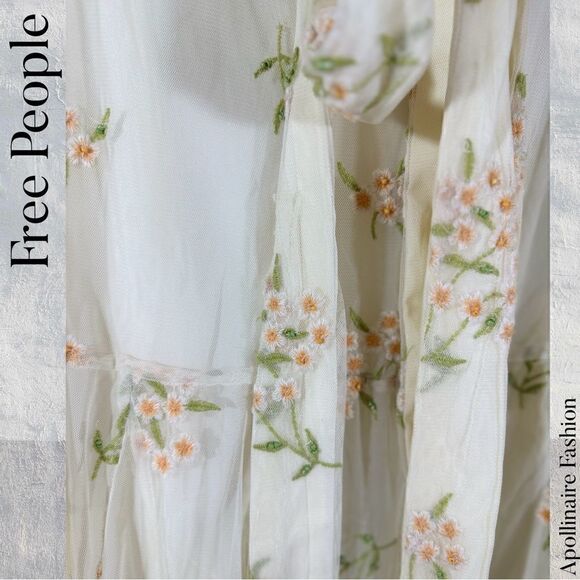 FREE PEOPLE EMBROIDERED CONVERTIBLE OFF SHOULDER MAXI DRESS NEW LARGE STUNNING - Picture 5 of 7